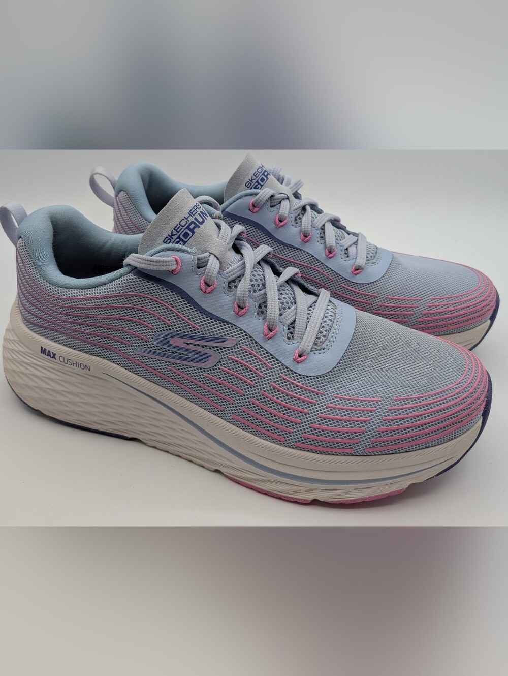 Skechers Women's Max Cushioning Elite 2.0 Sky Blue and Pink Walkers